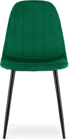 Set štyroch jedálenských stoličiek PADVA zamatové zelené / čierne nohy (4 ks)