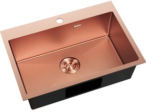 Mexen Solix, 1-komorový nerezový drez 650 x 450 mm, brúsená meď, vzor voština, 6403651000-65HC