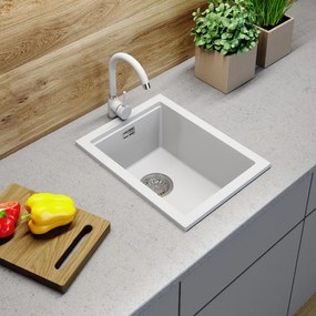 Gamma Decor 3850, 1-komorový granitový drez 380x500x207 mm, biela, GMA-ZLE000158