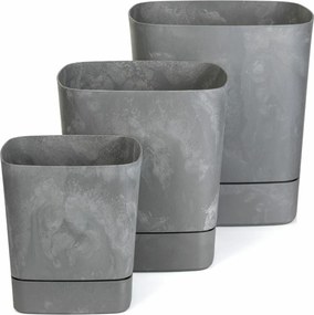 Sada 3 ks kvetináčov Cubi 16x16/19x19/25x25 cm sivý betón