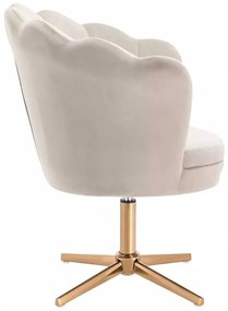 LuxuryForm DESIGN Kreslo FREY VELUR na zlatom kríži - latte