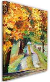 Obraz na plátně Autumn Park Road Oil - 40x60 cm
