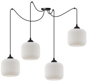 Závesné svietidlo Riffle Spider, 4x biele sklenené tienidlo, b