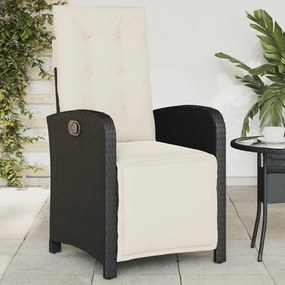 Sklápacia záhradná stolička s podnožkou čierna polyratan 365184