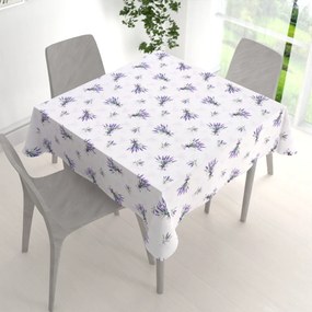 Biante Teflónový štvorcový obrus TF-128 Vetvičky levandúľ na bielom 40x40 cm