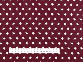 Biante Detský bavlnený záves Sandra SA-351 Biele hviezdičky na tmavo červenom 130x150 cm