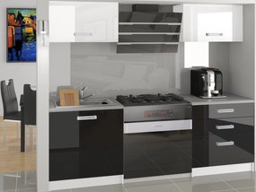 Kuchynská linka Belini 120 cm biely lesk / čierny lesk s pracovnou doskou Vulcano  INF VULCANO/3/WT/WB/0/D
