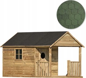 Drevený záhradný domček pre deti Šimon Veľký! zelený šindeľ Set