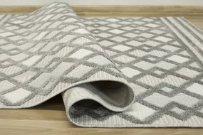 Šnúrkový koberec Stella D418A - Romby Aztec sivý / strieborný