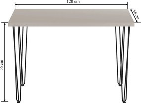 Vintino Jedálenský stôl RIMINI 120 × 68 cm – kašmírový / čierne kovové nohy