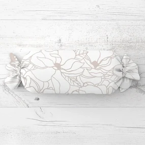 Biante Vankúš valec bonbon Sandra SA-268 Béžové designové kvety na bielom 15x100 cm