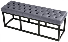 Lavica Polson - zamat, čierny rám 120 cm - Sivá