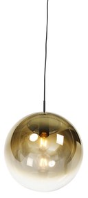 Art Deco závesné svietidlo čierne so zlatým sklom 33 cm - Pallon