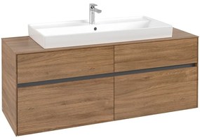 VILLEROY &amp; BOCH Collaro závesná skrinka pod umývadlo na dosku (umývadlo v strede), 4 zásuvky, 1400 x 500 x 548 mm, Oak Kansas, C09200RH