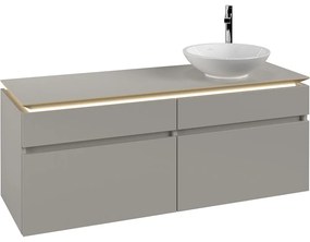 VILLEROY &amp; BOCH Legato závesná skrinka pod umývadlo na dosku (umývadlo vpravo), 4 zásuvky, s LED osvetlením, 1400 x 500 x 550 mm, Soft Grey, B590L0VK