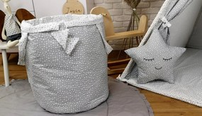 Detský kôš na hračky STARS - šedý/biely