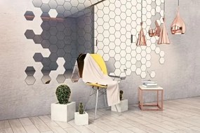 Strieborné dekoratívne akrylové zrkadlo Hex - 8 ks