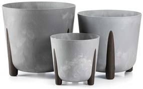 PLASTOVÝ KVETINÁČ MOSS 34X32 CM IMITÁCIA BETÓNU SIVÁ