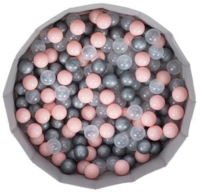 Detský suchý bazén s loptičkami pr. 80 cm ružová/sivá