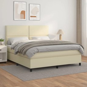 Boxspring posteľ s matracom krémová 180x200 cm umelá koža 3142799