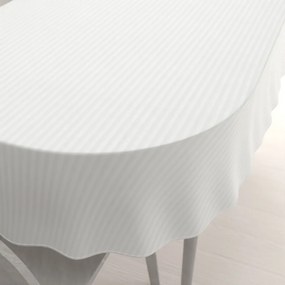 Biante Veľký damaškový oválny obrus Atlas Grádl DM-010 Biely - pásiky 1 cm 240x300 cm