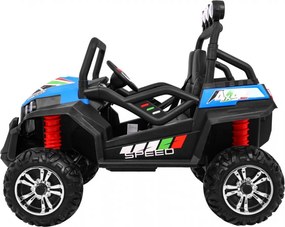Ramiz Terénna bugina Strong pre deti modrá + pohon 4x4 + diaľkové ovládanie + nosič batožiny + rádio MP3 + LED