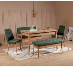 Prešívaná lavica VINA 85x110 cm zelená/borovica atlantic