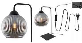 Stolná lampa Riffle Round, 1x grafitové sklenené tienidlo