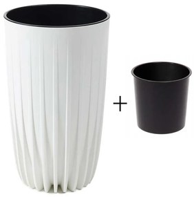 Kvetináč PÁSIKOVANÝ ECO IV 30 cm biely