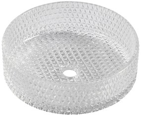 Sapho Sapho, MARAGUA gravírované sklenené umývadlo na dosku Ø 39,5 cm, číre sklo, TY214CL