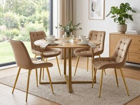 Hnedá zamatová stolička BERA so zlatými nohami