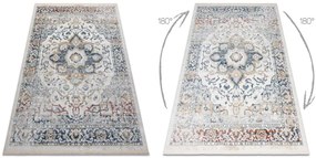 Koberec DISTIN 0834A tmavomodrá / modrá / žltá - ornament, vintage, strapce