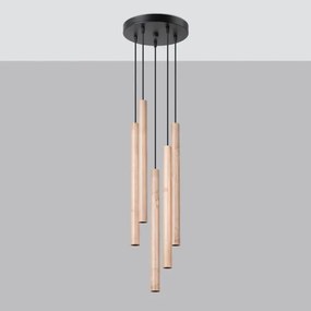 Sollux SL.1270 - Luster na lanku PASTELO 5xG9/8W/230V drevo