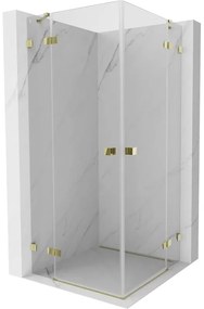 Mexen Lunar Duo, výklopný sprchový kút 110 x 110 cm, 8mm číre sklo, zlatý profil, 834-110L-110P-50-00