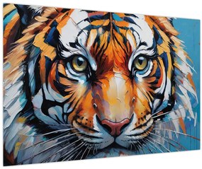 Obraz - Pohľad tigra, maľba (90x60 cm)
