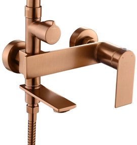 Rea Storm, vaňová/sprchová súprava s dažďovou hlavovou sprchou a ručnou sprchovou hlavicou, medená matná, REA-P3000