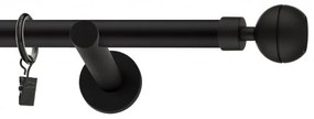 Dekorstudio Garniža jednoradová Guľa OPTIC čierna matná 19mm Dĺžka: 200cm, Typ uchytenia: Držiak modern, Typ príslušenstva: Krúžky tiché so štipcami