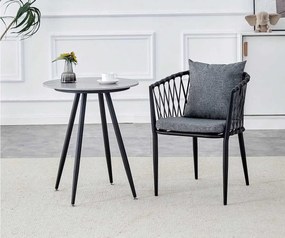 Okrúhly jedálenský stôl s čiernymi nohami MELODY 70x70, sivý