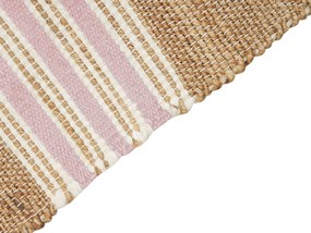 Jutový koberec 160 x 230 cm béžová/ružová MIRZA Beliani