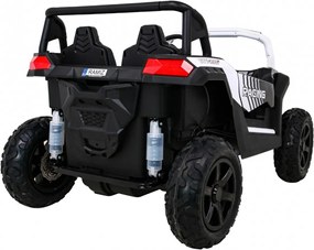 Ramiz Silná pretekárska štvorkolka pre 2 deti Biela + Bezkartáčový motor + Nafukovacie kolesá + LED zvuk