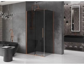 Mexen Velar, sprchový kút s posuvnými dverami 110 x 70 cm, 8mm šedé sklo, medená matná, 871-110-070-41-65