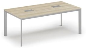 Stôl INVITATION 2000 x 1000 x 740, dub prírodný + 2x stolová zásuvka TYP IV, strieborná