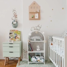 Samolepka do detskej izby sada bielych šťastných králikov v ríši divov