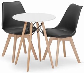 Jedálenský stôl TODI biely 60 cm s dvoma stoličkami MARK čierne