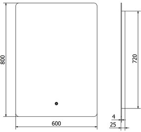 Mexen Sun, LED kúpeľňové zrkadlo s podsvietením 60x80 cm, 6000K, ochrana proti zahmlievaniu, 9807-060-080-611-00