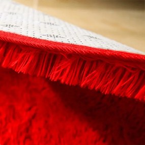 Protišmykový koberec SHAGGY červený kruh