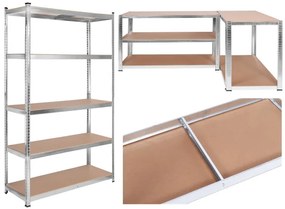 Regál 205x120x45 cm strieborný