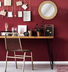 Kulaté nástěnné zrcadlo BOHO 36 cm přírodní