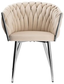 Jedálenská stolička COFTON zamatová, strieborná / béžová