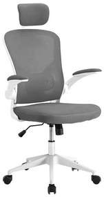 Ergonomická kancelárska stolička s bedrovou opierkou, opierkou hlavy, sivá